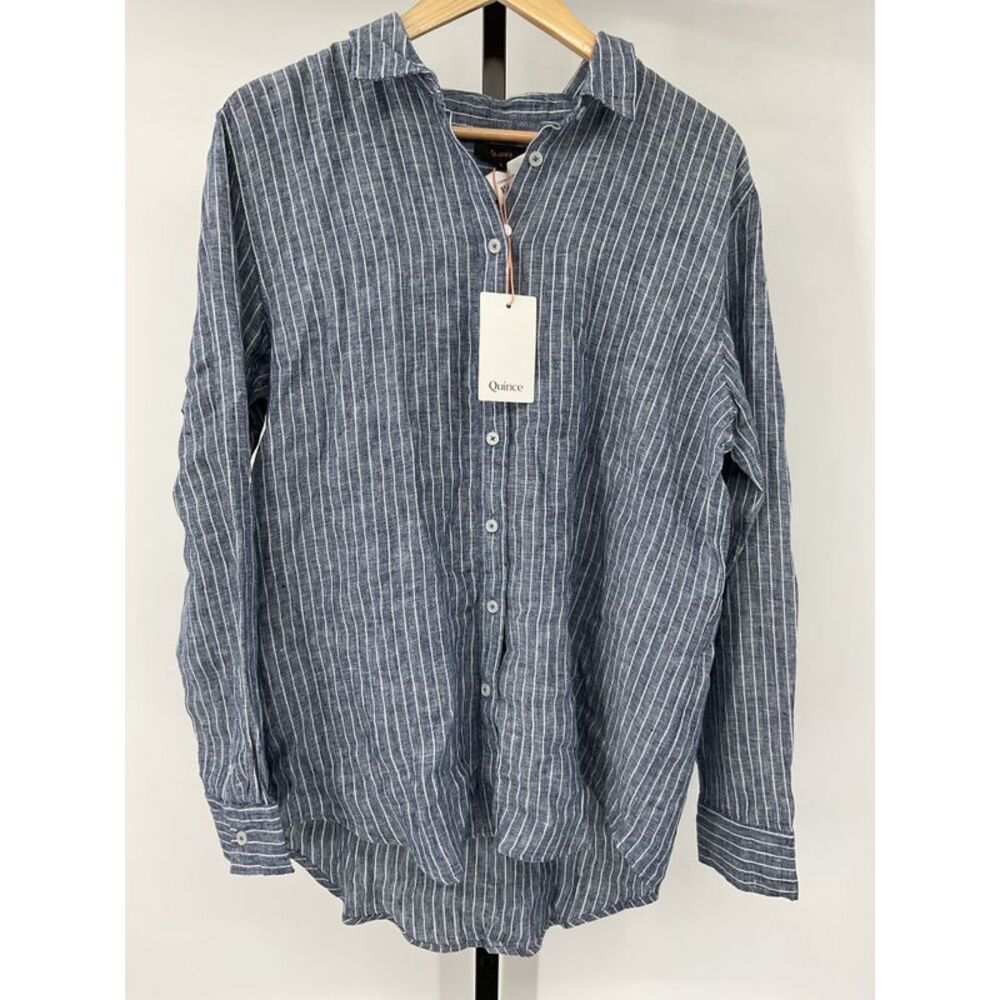 Quince Blue Striped Women's Top